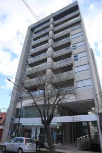 un grand bâtiment avec un arbre devant lui dans l'établissement Departamento Villegas, à Coronel Suárez