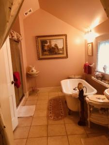 a bathroom with a tub and a sink at Princess Anne Book Lovers Inn in Princess Anne