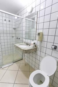 サン・レオポルドにあるHotel Express São Leopoldoのバスルーム(トイレ、洗面台、鏡付)