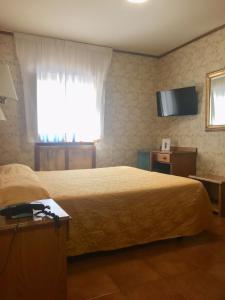 - une chambre avec un lit, une fenêtre et une télévision dans l'établissement Hotel Sporting, à Roccaraso