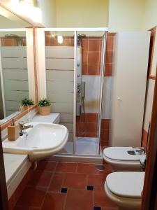セビリアにあるFeria Palace Apartmentのバスルーム(シャワー、洗面台、トイレ付)