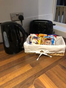 a box of food sitting on the floor at City Centre apartments in Liverpool