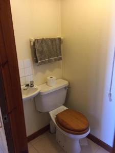 a small bathroom with a toilet and a sink at George's House - 1 Leacklee in Manish