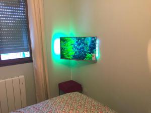 1 dormitorio con TV de pantalla plana en la pared en The One Suite Annecy en Annecy