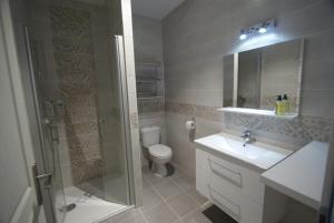 a bathroom with a toilet and a sink and a shower at LOT OF BED in Cahors