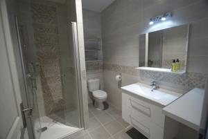 a bathroom with a toilet and a sink and a shower at LOT OF BED in Cahors +29 photos