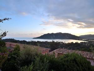 a view of a body of water with a mountain at Résidence Les Hameaux de Santa Giulia in Porto-Vecchio