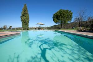 a swimming pool with a shadow in the water at Salvadonica in San Casciano in Val di Pesa