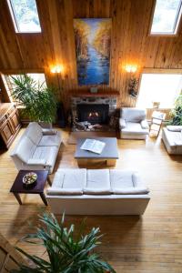 a living room with a couch and a fireplace at Auberge Spa & Beaux Reves in Sainte-Adèle
