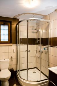 bagno con doccia e servizi igienici. di Domino Residence a Zimandcuz
