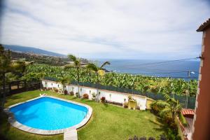 ein Pool in einem Hof neben einem Gebäude in der Unterkunft Casa Victor in La Orotava + 32 Fotos