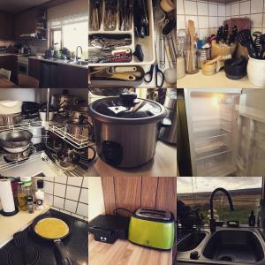 a kitchen filled with pots and pans filled with food at Öndólfsstaðir Farm B&B in Laugar