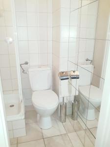 ヴロツワフにあるApartament Rynekの白いバスルーム(トイレ、シンク付)