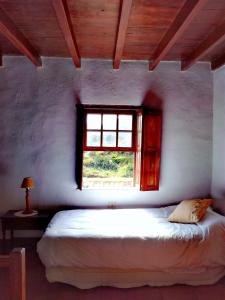 GarafíaにあるCasa Fema HIKERS PARADISEのベッドルーム(白いベッド1台、窓付)