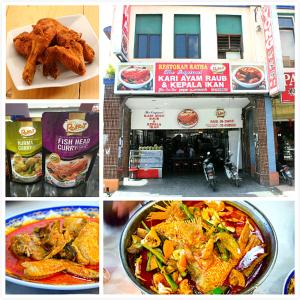 eine Collage mit vier Bildern von Essen und einem Restaurant in der Unterkunft Hotel Sri Raub in Raub