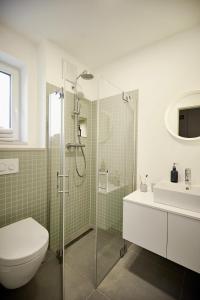 フェーマルンにあるVilla Gold IIのバスルーム(シャワー、トイレ、シンク付)