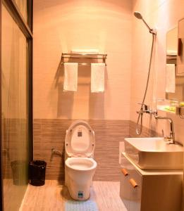 a bathroom with a toilet and a sink at Kunming Stone Forest Homestay in Kunming