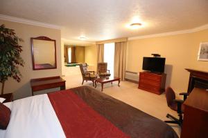 Una habitación de hotel con una cama y un televisor de pantalla plana. en Country Inn Listowel, en Listowel