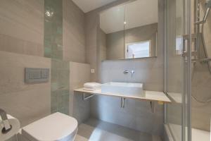 a bathroom with a toilet and a sink and a shower at Studio des jardins suspendus in Liège