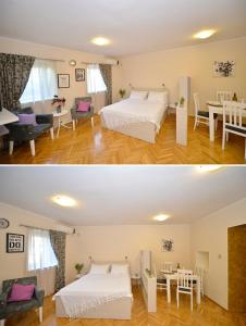 Zimmer mit 2 Betten und einem Esszimmer in der Unterkunft Apartment Filip in Kotor