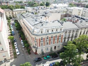 an aerial view of a city street with buildings at Apartamenty Czapskich in Kraków