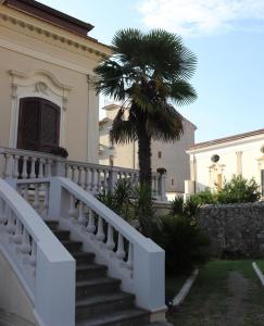 una scala bianca con una palma di fronte a un edificio di Villa Caterina a Sapri