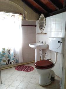Beatrice House Galle Fort في غالي: حمام مع مرحاض ومغسلة