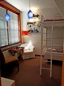 a bedroom with two bunk beds and a ladder at Casa Conne in Rudolstadt