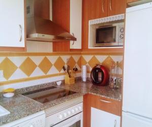kuchnia ze zlewem i kuchenką mikrofalową w obiekcie Home Star Ii w mieście Vera
