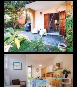 twee foto's van een woonkamer en een huis bij Casa Vacanze Zadina in Cesenatico