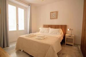 カディスにあるApartamento GRACIA by Cadiz4Rentalsのベッドルーム1室(ベッド1台、タオル2枚付)