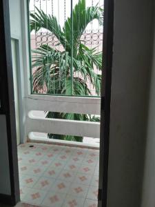 a door leading into a room with a palm tree at Kim Mansion คิมแมนชั่น in Buriram