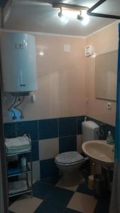 La salle de bains est pourvue de toilettes et d'un lavabo. dans l'établissement Apartment Stinica 26 E, à Jablanac