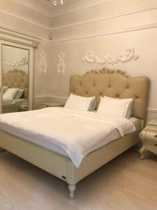 キーウにあるKiev Lypki Signature Apartmentsのベッドルーム(大型ベッド1台、鏡付)