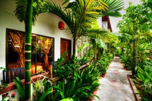 ein Flur voller Grünpflanzen in der Unterkunft La Niche D'angkor Boutique Hotel in Siem Reap