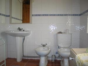 a bathroom with a toilet and a sink at Casa da Palmeira in Outeiro da Cortiçada +37 photos
