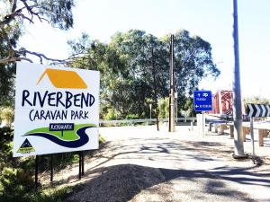 a sign that says "no parking" on the side of a road at Riverbend Caravan Park Renmark in Renmark
