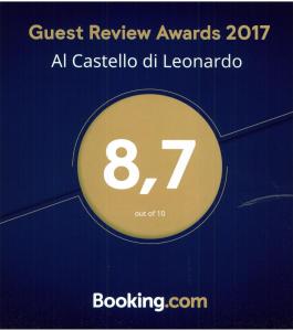 a sign that reads guest review awards at caselivo del leonardato at Al Castello di Leonardo in SantʼAngelo Lodigiano