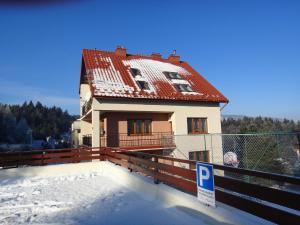 クリニツァ・ズドルイにあるWilla Alpina - Apartamenty Przy Wyciągachの雪屋根の家
