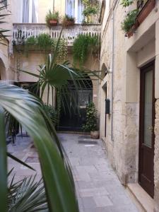 萊切的住宿－Dimora "I Santi Patroni"，楼前有盆栽的小巷