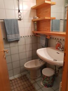 a small bathroom with a sink and a toilet at Residence Sole Alto, Località Marilleva 1400 in Marilleva