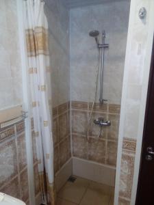 モスクワにあるSloboda Hostel Baumanskayaのバスルーム(シャワー、シャワーカーテン付)