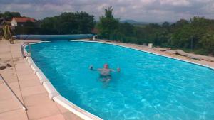 un hombre está nadando en una gran piscina en Le Marconnès, en Saint-Arcons-de-Barges