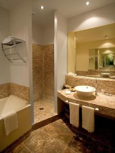 uma casa de banho com uma banheira, um lavatório e um chuveiro em Villa Augusta em Saint-Paul-Trois-Châteaux