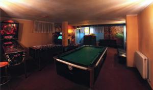 a living room with a pool table in a room at Hotel Paladin in San Martino di Castrozza