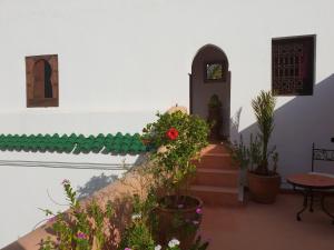 a stairway with flowers and plants in a building at Dar Warda in Marrakesh