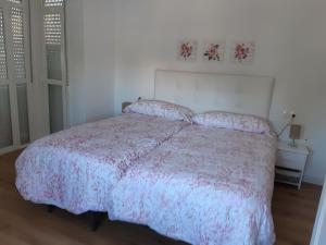 グラナダにあるDuplex LA ISLAのベッドルーム1室(ピンクのベッドカバーと枕2つ付)