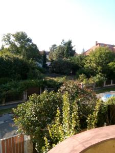 einen Balkon mit Gartenblick in der Unterkunft apartricanova in Prag