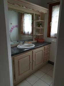 a bathroom with a sink and a mirror at châlet in Ferdrupt