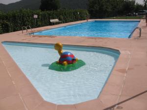 a swimming pool with a toy in the water at Beautiful townhouse in Bargemon in Bargemon
